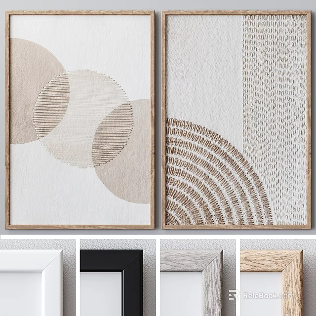Modern Picture Frames With Abstract Geometric Patterns And Neutral Textures 3d model