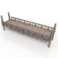 Classic Style Wooden Bench With Carved Railings For Home Living Use