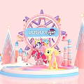 Vibrant My Little Pony Photo Spot With Pink Ferris Wheel Rainbow Elements And Spire Buildings