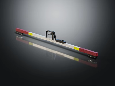 Industrial Track Inspection Equipment With Red White Yellow Strip Black Handle And Wheels 3d model
