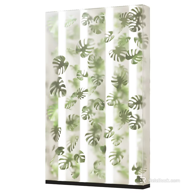 Elegant Decorative Lightbox Featuring Green Monstera Leaf Patterns For Home Decoration 3d model 