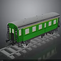 Green and White Model Train Carriage on Detailed Railway Track
