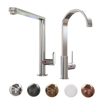 Modern Stainless Steel Kitchen Faucets With Various Color Options And Sleek Design 3d model