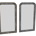 Pair of Rectangular Mirrors with Distressed Metal Frames and Reflective Surfaces