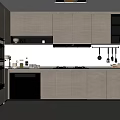 Modern Kitchen Interior With Wooden Cabinets Black Appliances Countertop And Window Lighting