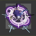 Game Character with White Hair Purple Blue Outfit Magic Book Glowing Effects Purple Magic Circle