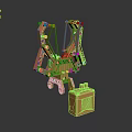 Shiny Golden Mechanical Robot Character With Insect Inspired Design And Square Base