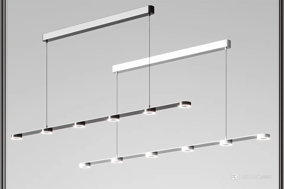 Modern Minimalist Pendant Lights With Long Linear Design And Multiple Suspended Light Sources 3d model