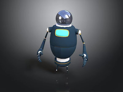 Modern 3D Robot Design With Transparent Head Blue Body Mechanical Arms And Legs 3d model