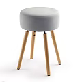 Modern Gray And Yellow Stools With Upholstered Seats And Wooden Legs
