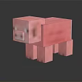 Pixelated Pink Pig Creature Character In Low Poly 3D Game Art Render 3d model
