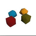 Decorative Soft Cube Shaped Multicolored Pillows with Red Blue Yellow Green 3d model