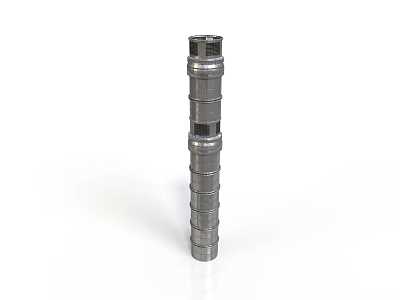 Silver Cylindrical Mechanical Equipment With Precision Machined Sections And Metallic Finish 3d model
