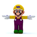 Wario Cartoon Character In Yellow Shirt Purple Overalls With Green Shoes And Outstretched Arms