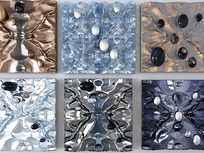 Square Wall Decor with Colorful Textured Surfaces and Decorative Spheres for Modern Interiors 3d model