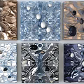 Square Wall Decor with Colorful Textured Surfaces and Decorative Spheres for Modern Interiors