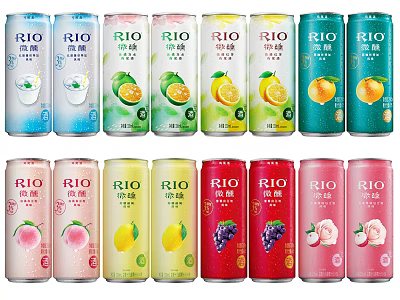RIO Canned Drinks With Various Flavors Including Lemon Grape And Peach 3d model