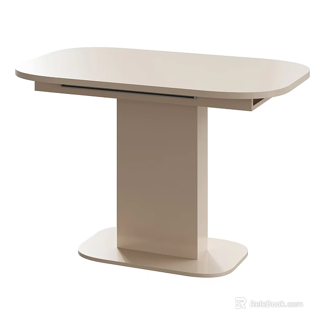 Modern Light Beige Tea Table and Chairs with Oval Top Single Column Base Sturdy Design 3d model
