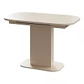 Modern Light Beige Tea Table and Chairs with Oval Top Single Column Base Sturdy Design 3d model