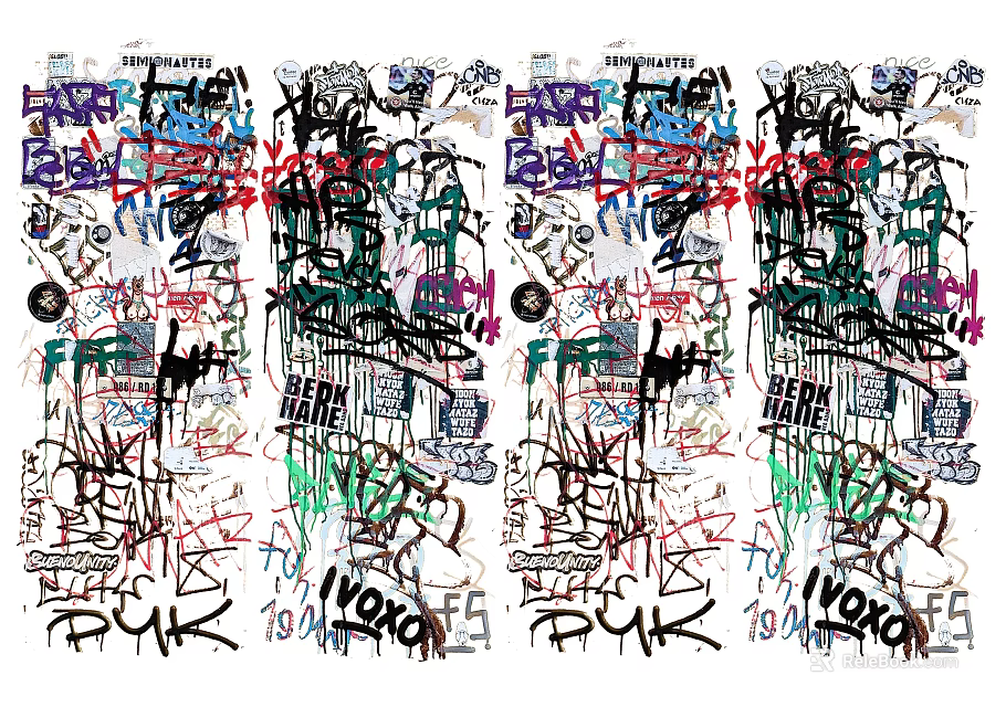 Colorful Graffiti Art Wall Decor With Abstract Patterns For Modern Home Interior 3d model 