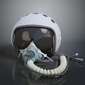 White Helmet With Black Face Shield And Breathing Apparatus Straps Design