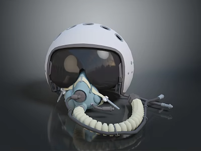 White Helmet With Black Face Shield And Breathing Apparatus Straps Design 3d model