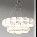 Modern White Petal Shaped Multi layered Hanging Chandelier With Soft Lighting