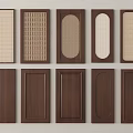 Wooden Cabinet Door Components Featuring Grid Oval And Solid Panel Designs 3d model