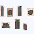 Casement Windows With Various Architectural Designs And Brick Frame Structures 3d model