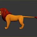 3D Rendered Cartoon Lion Character With Red Mane And Yellow Body Standing Pose