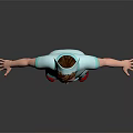 Woman Nurse 3D Model Standing in Blue Uniform with Red Shoes on Gray Background