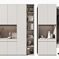 Modern White Shoe Cabinet With Functional Storage And Home Decor Elements 3d model