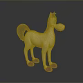 Cartoon White Horse 3D Model With Gray Mane Tail Blue Eyes And Red Hooves