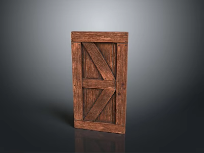 Vintage Brown Wooden Door With Cross Pattern Design And Classic Style 3d model