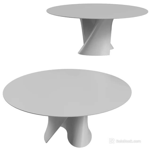 Modern Round White Dining Table With Sculptural Legs And Minimalist Design 3d model