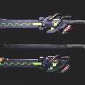 Futuristic Sci Fi Weapon With Black Green Design And Glowing Geometric Patterns