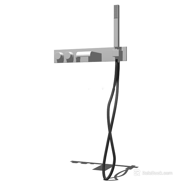 Sleek Modern Chrome Shower Faucet with Handheld Sprayer and Control Handles 3d model 