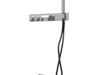 Sleek Modern Chrome Shower Faucet with Handheld Sprayer and Control Handles 3d model