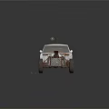 Old Rusty Car With Machine Gun On Roof Exposed Engine Scattered Parts And Colorful Stains