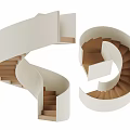 Modern Spiral Staircase Architectural Design With White Structure And Wooden Steps