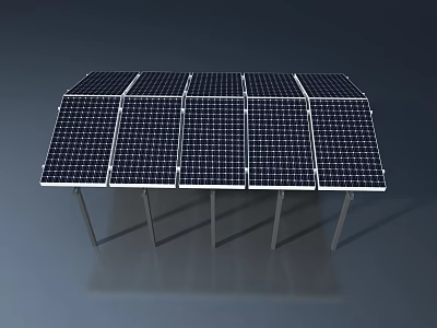 Solar Panels Array With Metal Mounting Structure For Renewable Energy 3d model