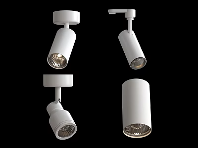 White Modern Downlights and Spotlights Ceiling Mounted Lighting Fixtures with Adjustable Design 3d model