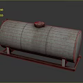 Industrial Cylindrical Storage Tank With Rusty Surface And Metal Stand Top Lid