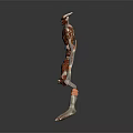 Fantasy Game Movie Character With Horned Head Red White Skin Spiked Joints And Blue Glow
