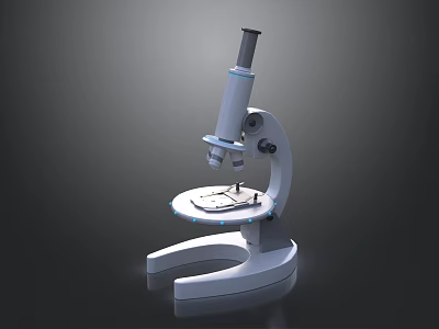 Modern Sculptural Microscope Art Installation With Sleek Metallic Design Elements 3d model