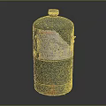 Vintage Green Gas Cylinder With Worn Surface Rusty Bottom And Label