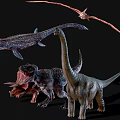 Various Prehistoric Dinosaur Species Including T Rex Triceratops Brachiosaurus And Pterosaur