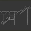 Heavy Duty Industrial Metal Scaffolding Structure With Multiple Platforms And Stairs