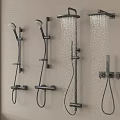 Modern Wall Mounted Shower Heads With Handheld And Rainfall Water Flow Design 3d model