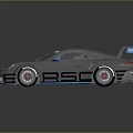 Porsche Race Car With Silver Gray Body Blue Stripes Rear Spoiler And Sporty Wheels